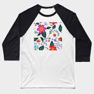 Ojibwe Floral Pattern | Native American Floral Design Baseball T-Shirt